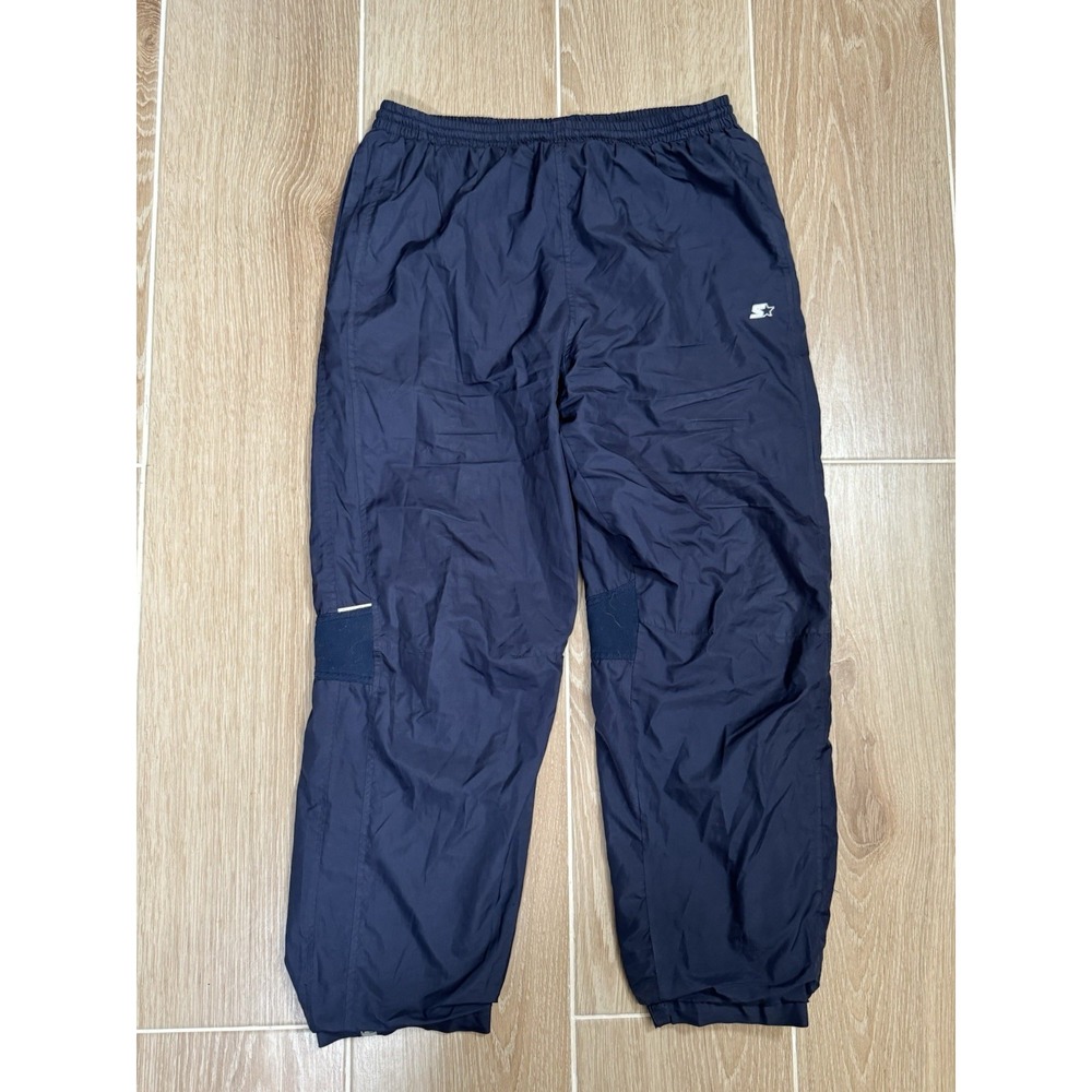 Vintage Starter Track Pants Mens Large Navy Blue Zip Ankle Stretch Lined Y2K 28"